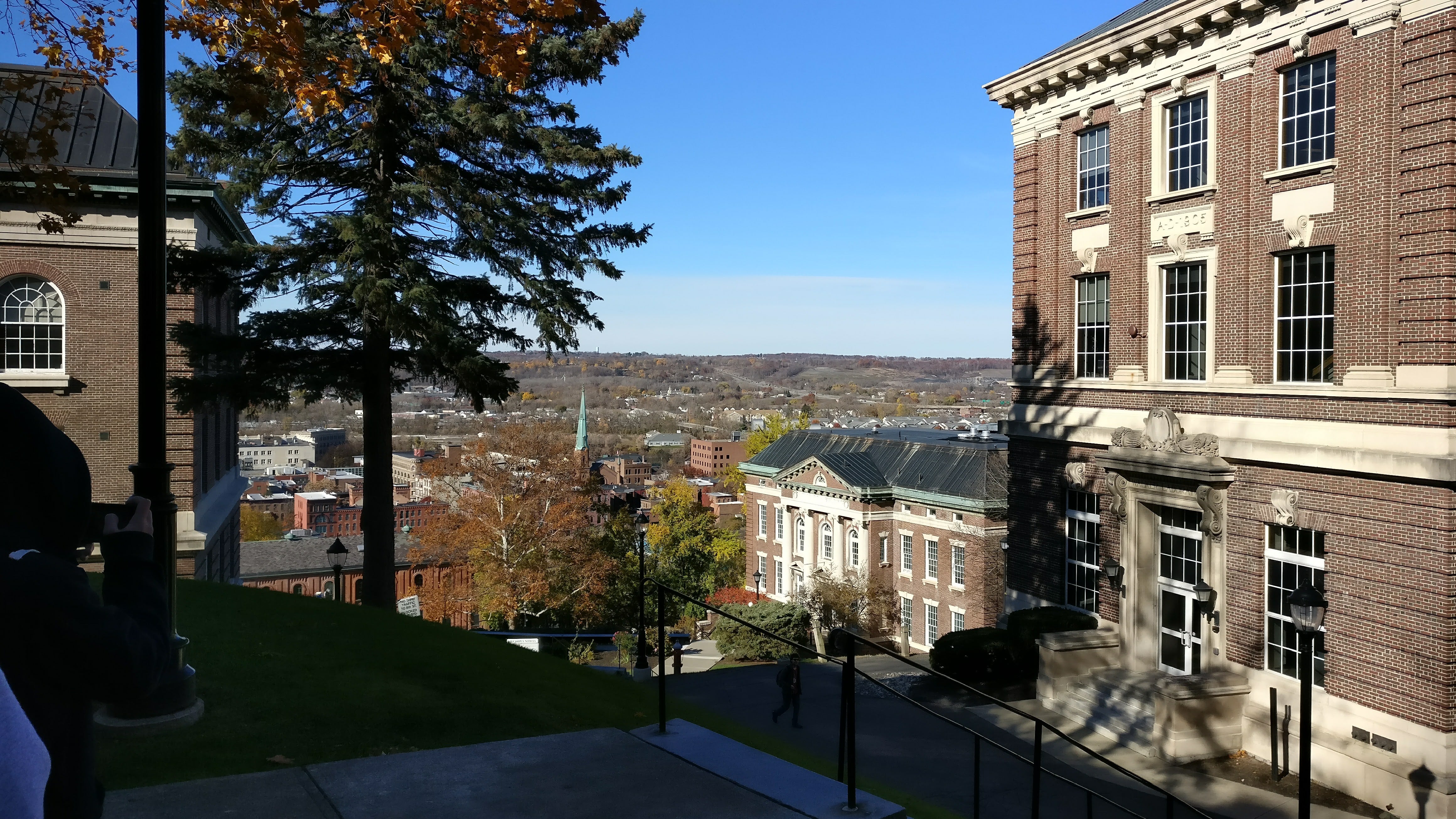 Uphill view of Pittsburg building at Rensselaer Polytechnic Institute